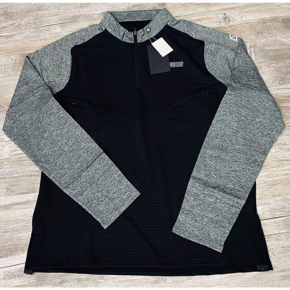 Rawgear Mens Athletic Black Shirt Workout Half Zip Sz L